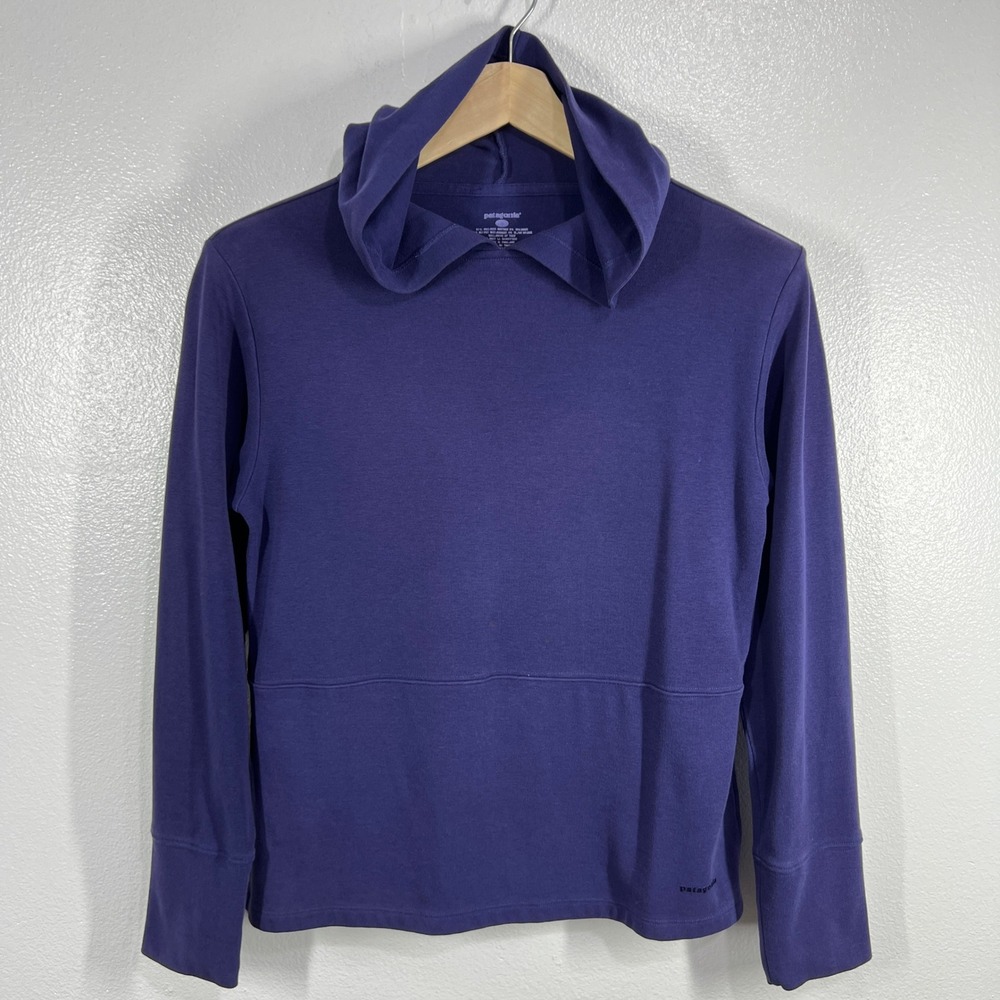 Patagonia Organic Cotton Funnel Neck Hoodie Pullover Athleisure Top Womens Small